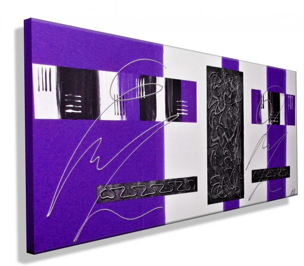 Strukturpaste-Acryl-abstrakt-modern-Malerei-einteilig-Wandbild-Leinwand-Gemälde-Kunst-handgemalt-kaufen-Bilder-XXL-Strukturbild-Acrylfarben-Acrylbilder-Künstler-Original-Dekoration-Unikat-Raumausstattung-grau-weiß-lila-flieder-brombeere