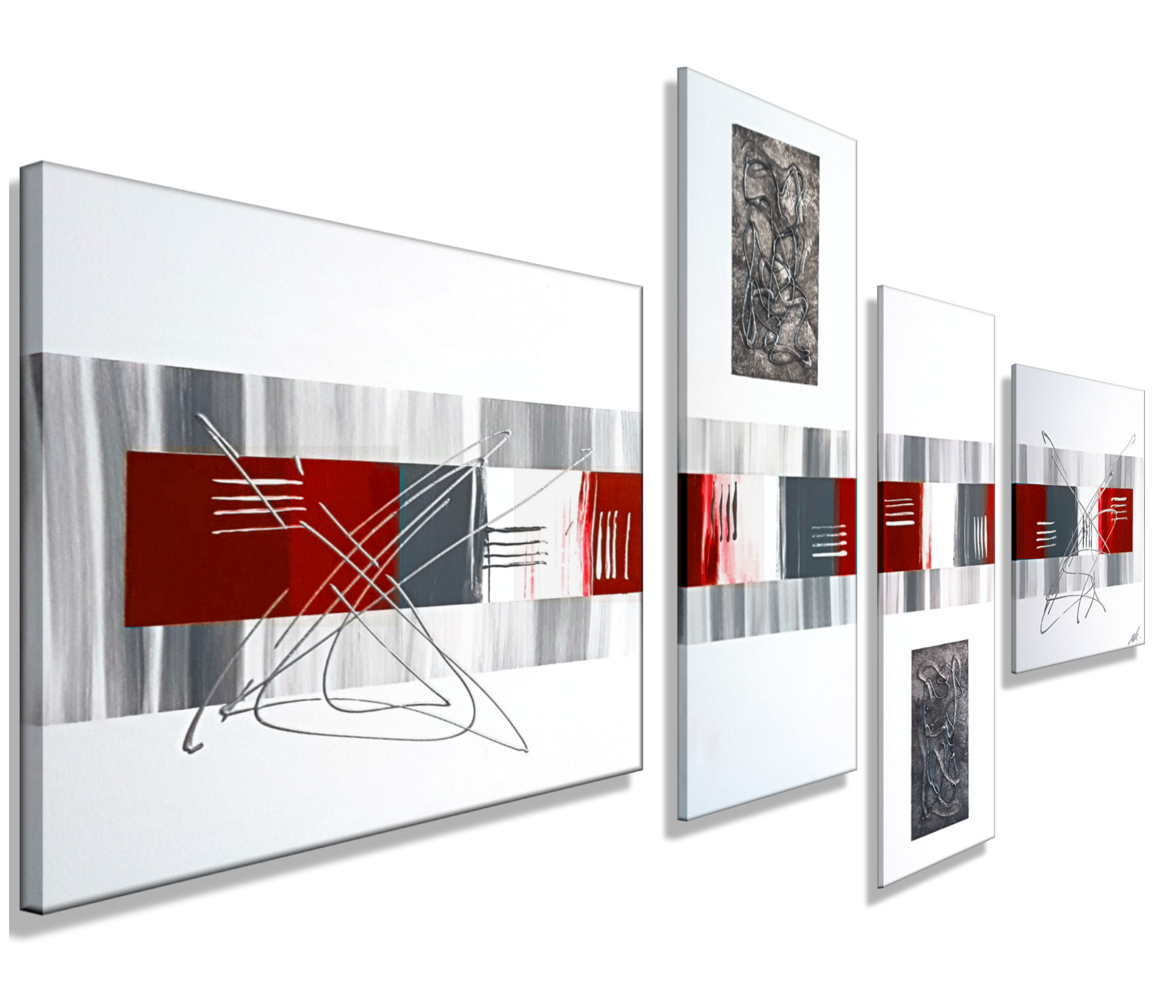 762-Atelier-MK1-Art-mehrteilige-Wandbilder-Strukturpaste-Kunst-Acryl-Einrichtungsideen-Design-Wohnstil-Dekoration-Keilrahmen-Leinwand-Bild-Original-rot-grau-weiss-schwarzNEbYc7C63LGEN