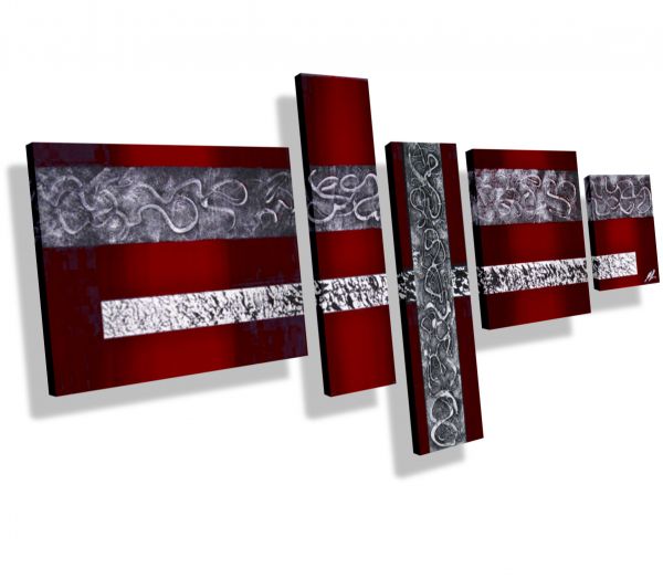 Gemälde Grau Rot 130 x 70 x 1,8 cm # 148